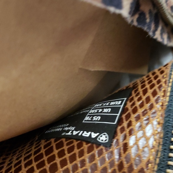 Ariat Leopard Print 7" leather Ankle boot, size 7B - Picture 4 of 7